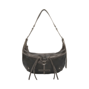 Matin Kim Zipper Leather Round Bag Brown