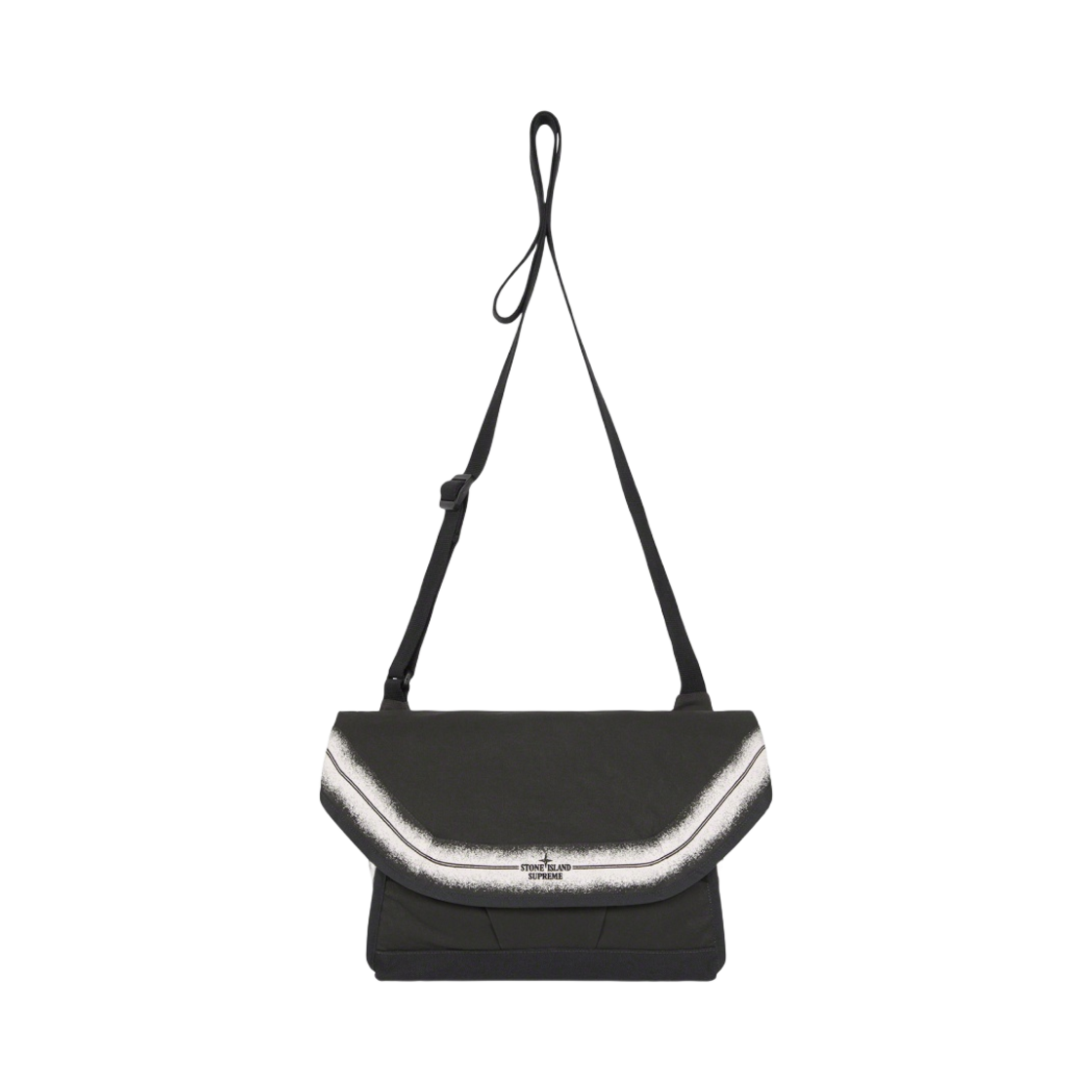슈프림 x 스톤 아일랜드 스트라이프 메신저백 블랙 - 22SS(Supreme x Stone Island Stripe Messenger Bag Black - 22SS)