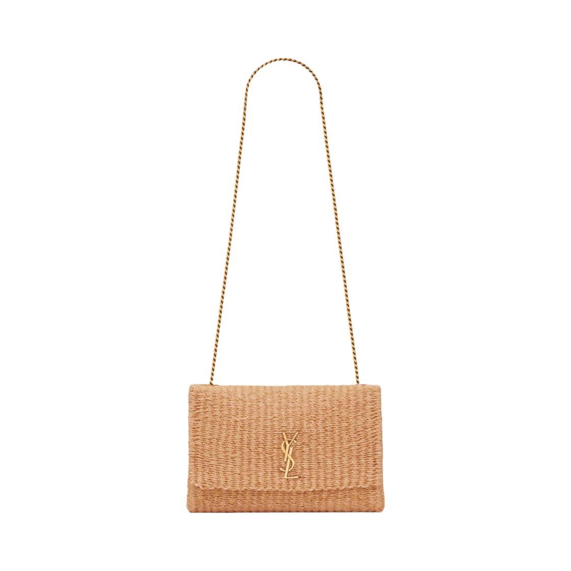 생로랑 케이트 미디움 서플 체인 백 라피아 내츄럴 베이지 브라운 골드(Saint Laurent Kate Medium Supple Chain Bag in Raffia Natural Beige and Brown Gold) - 1