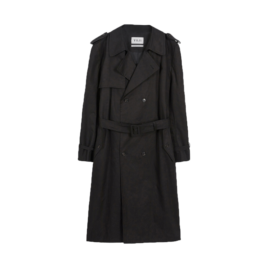 유지 남성 유지 UI 시그니처 트렌치코트 블랙(YUJI Mens Yuji Ui Signature Trench Coat Black)