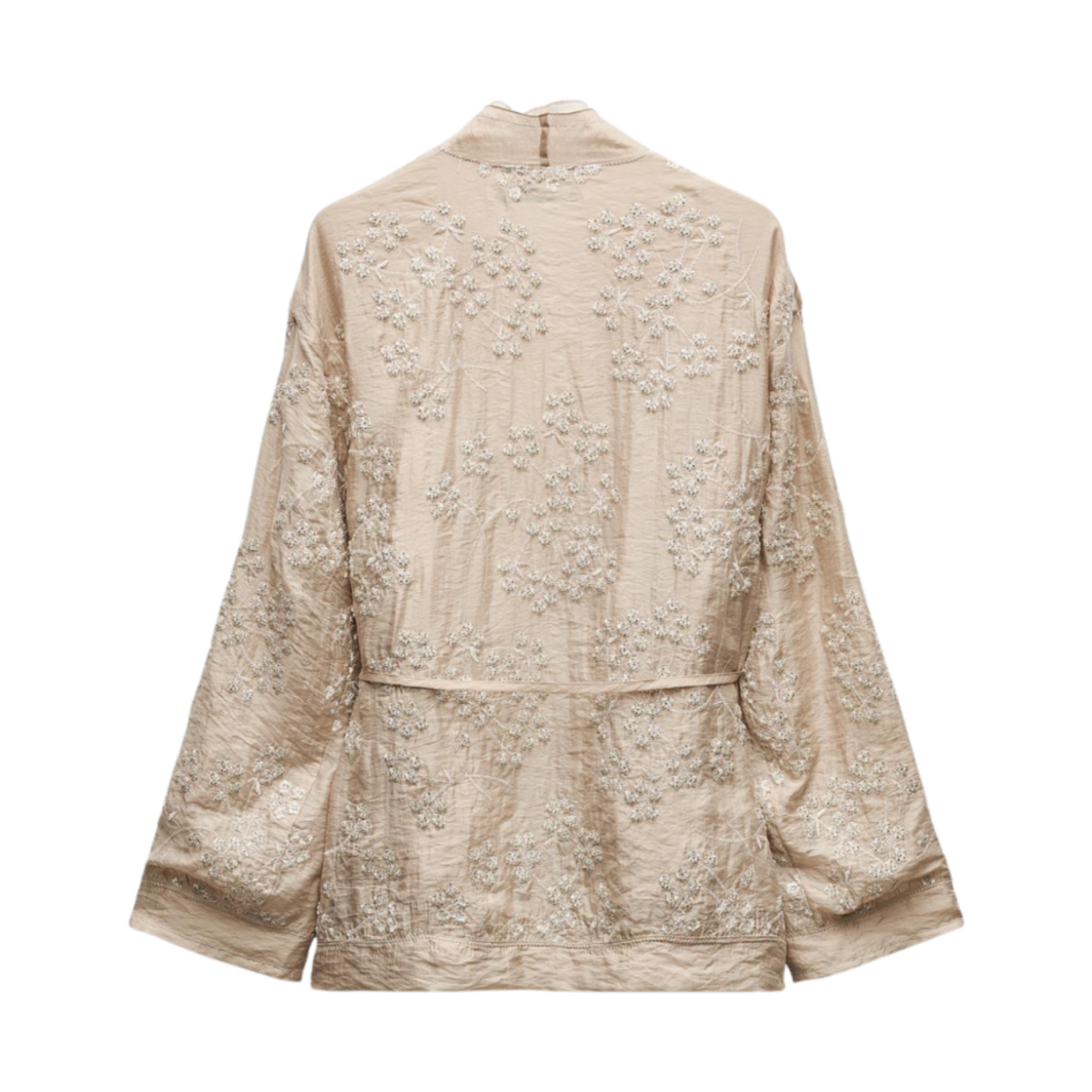 (W) 자라 ZW 컬렉션 비디드 자수 기모노 라이트 샌드((W) Zara ZW Collection Beaded Embroidery Kimono Light Sand) - 2