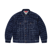 Supreme Flocked Denim Trucker Jacket Blue - 24FW