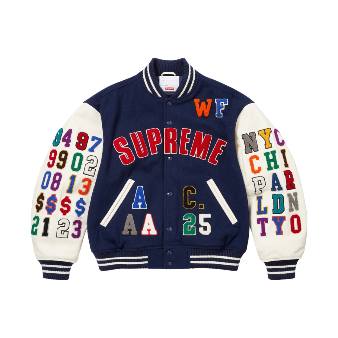 슈프림 프레이즈 바시티 자켓 네이비 - 25SS(Supreme Praises Varsity Jacket Navy - 25SS)