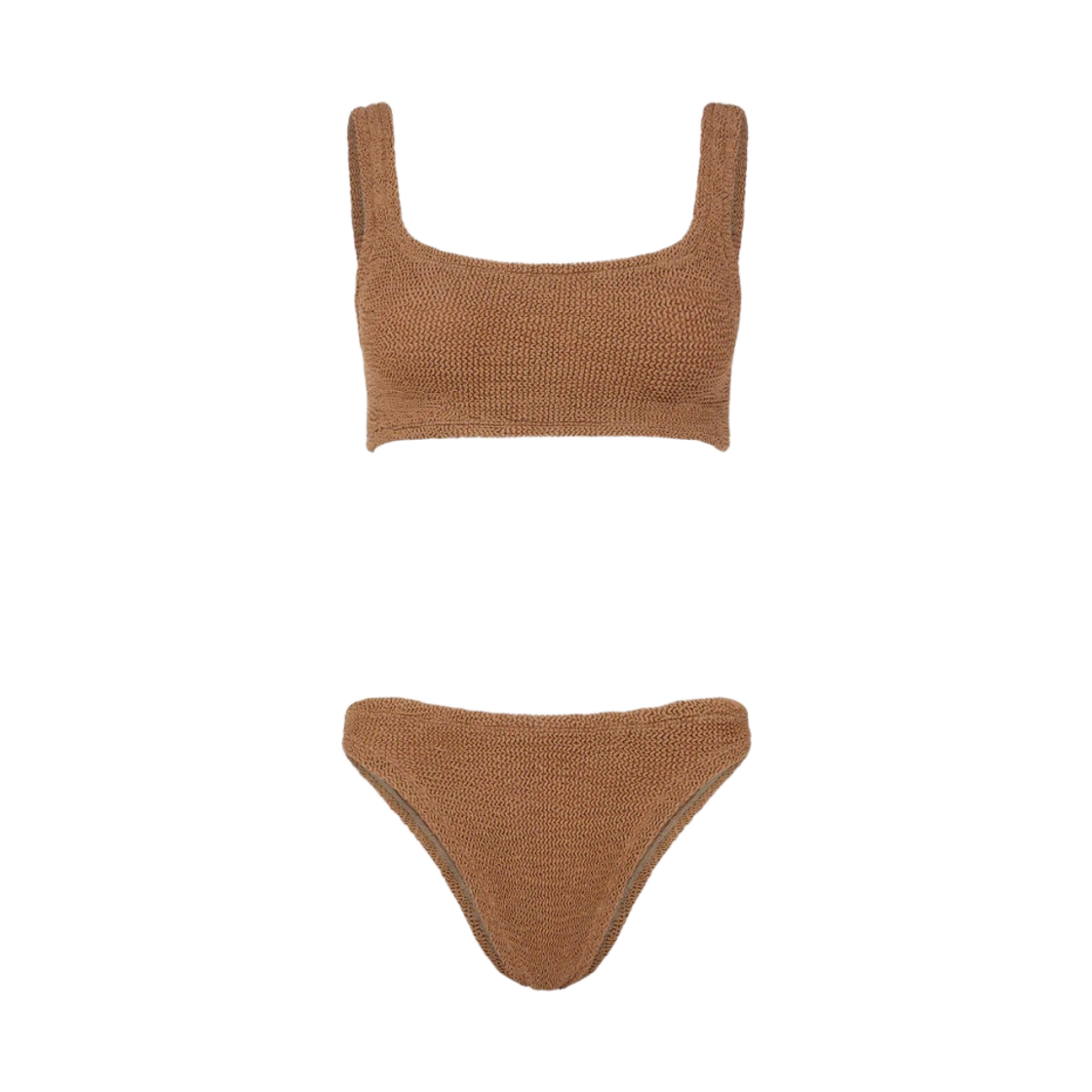 (W) 훈자 지 커버리지 산드라 비키니 메탈릭 코코아((W) Hunza G Coverage Xandra Bikini Metallic Cocoa)