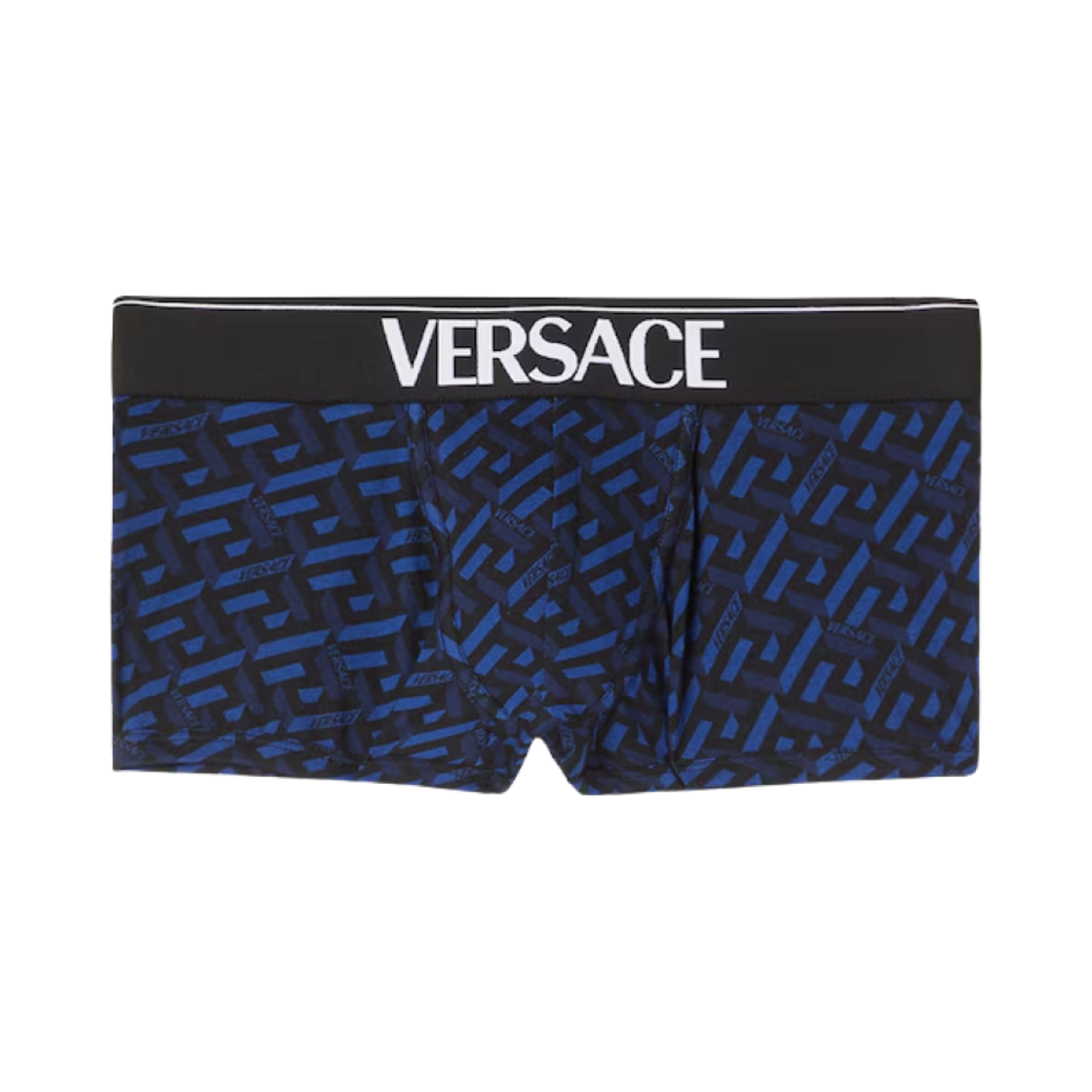 1000957-1A01879-5U180 Versace Logo Waistband Monogram Boxer Briefs Blue