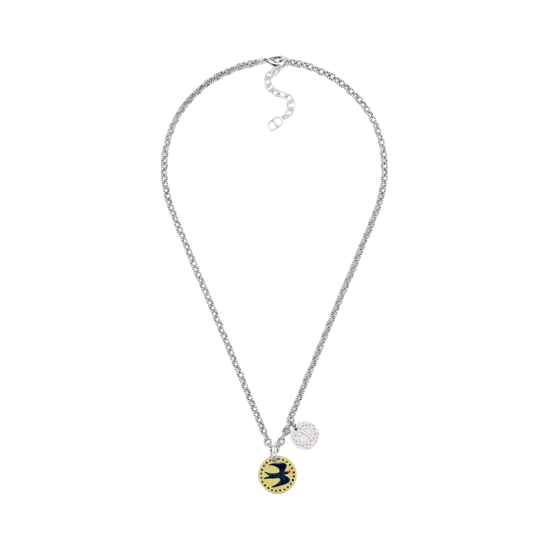 N3199HOMMT-D945 Dior x Hylton Nel Pendant Necklace Silver Finish Brass with Resin Silver Yellow Blue