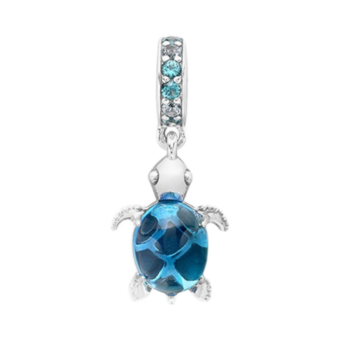 (W) 판도라 무라노 글래스 씨 터틀 댕글 참 스털링 실버 블루((W) Pandora Murano Glass Sea Turtle Dangle Charm Sterling Silver Blue)