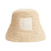 Jacquemus Le Bob Ficiu Bucket Hat In Raphia Beige