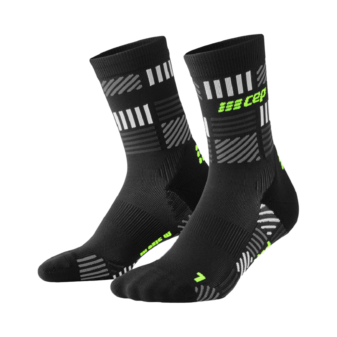 CEP 더 런 리미티드 미드컷 삭스 2024.2 블랙 네온옐로(CEP The Run Llimted mid cut socks 2024.2 Black NeonYellow)