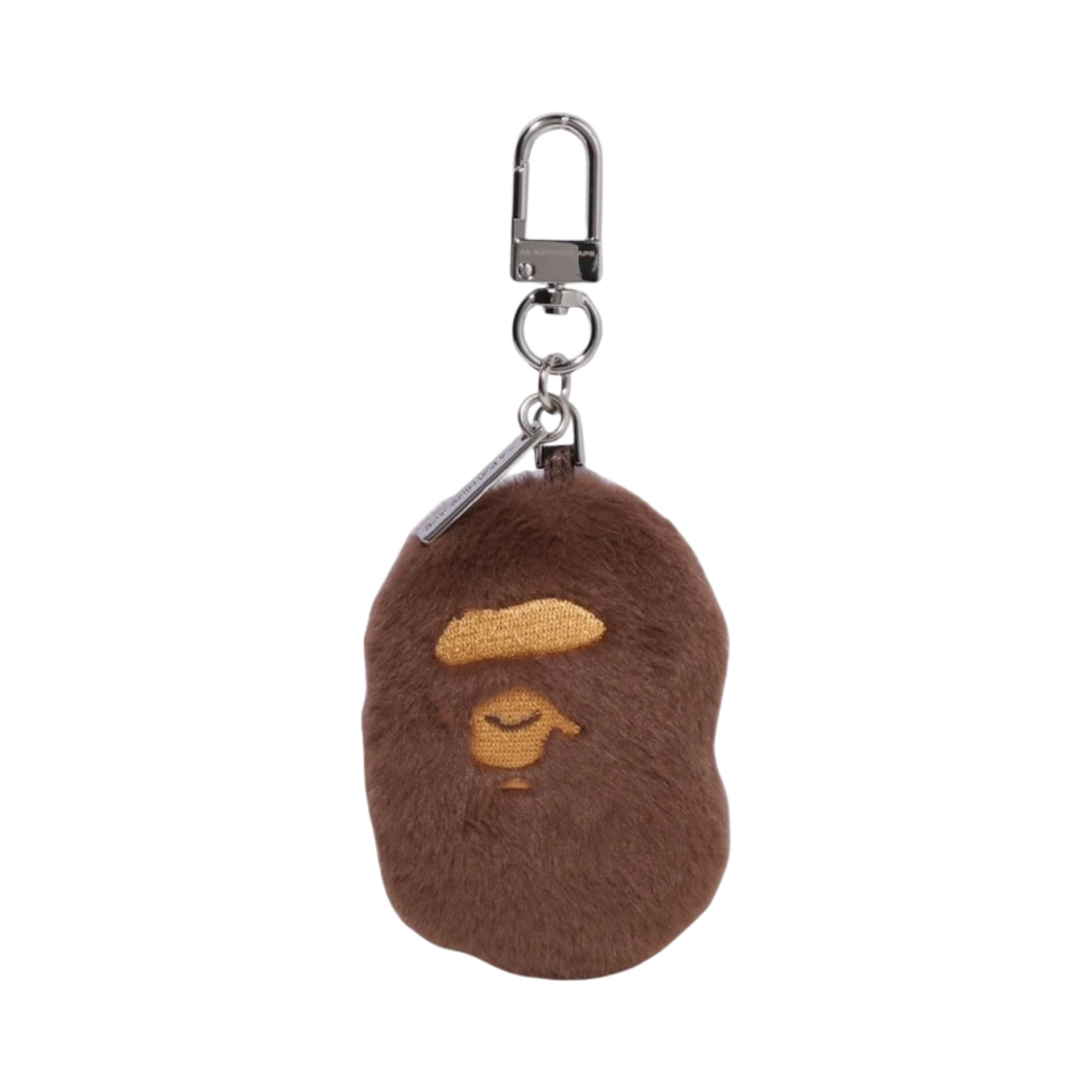 - BAPE Bathing Ape Head Faux Fur Keychain Brown