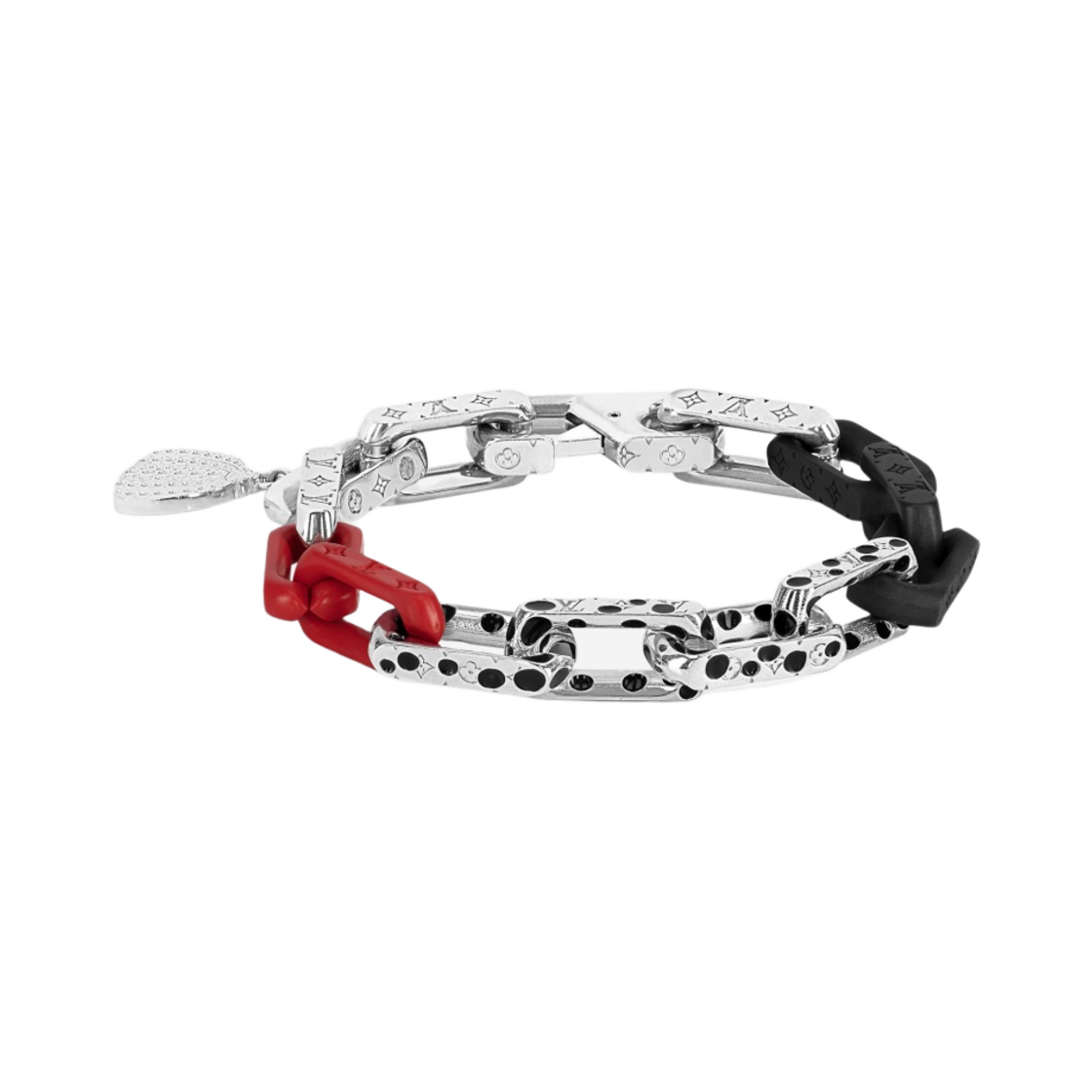 루이비통 x 야요이 쿠사마 모노그램 체인 브레이슬릿 블랙 레드