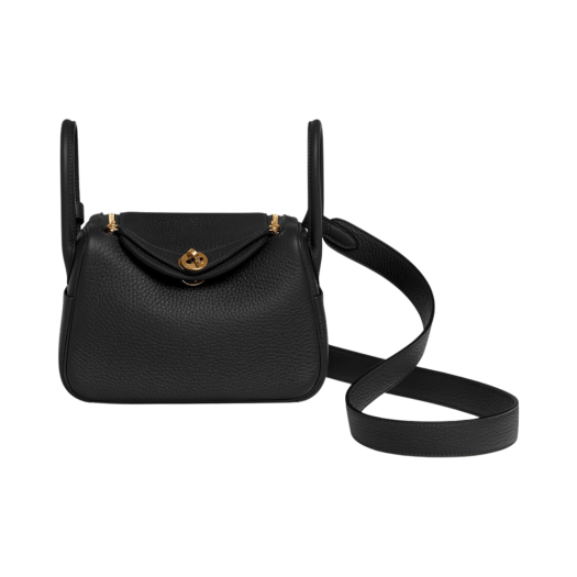 Hermes Lindy Mini Bag Clemence & Gold Noir