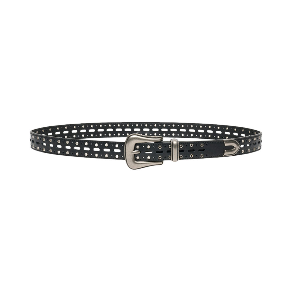 르마스크 락 미니 아일렛 남자 여자 가죽 벨트 24mm 블랙(Le Masque Rock Mini Eyelet Unisex Leather Belt 24 mm Black)