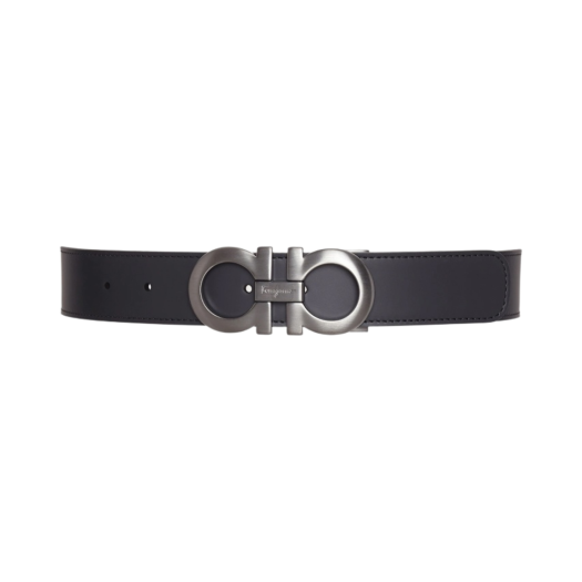 675542-464231 Ferragamo Reversible and Adjustable Gancini Belt Black Dark Brown
