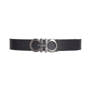 Ferragamo Reversible and Adjustable Gancini Belt Black Dark Brown