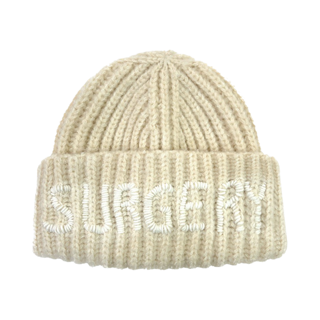 써저리 핸드 스티치 자수 로고 비니 아이보리(Surgery Hand Stitch Embroidery Logo Beanie Ivory)