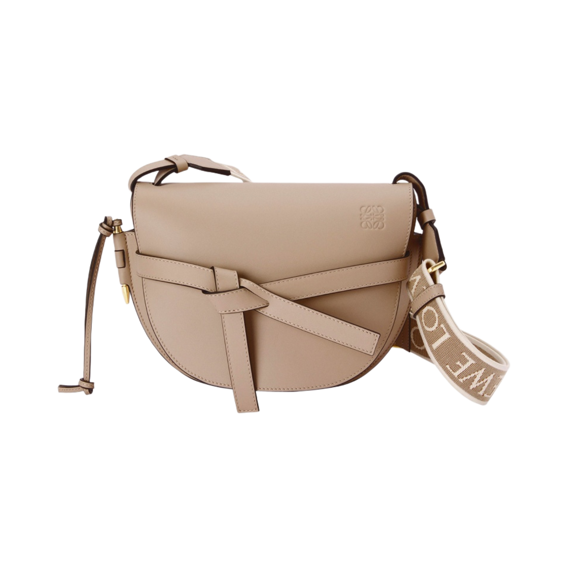 로에베 스몰 게이트백 인 소프트 카프스킨 앤 자카드 샌드(Loewe Small Gate Bag In Soft Calfskin and Jacquard Sand) - 1