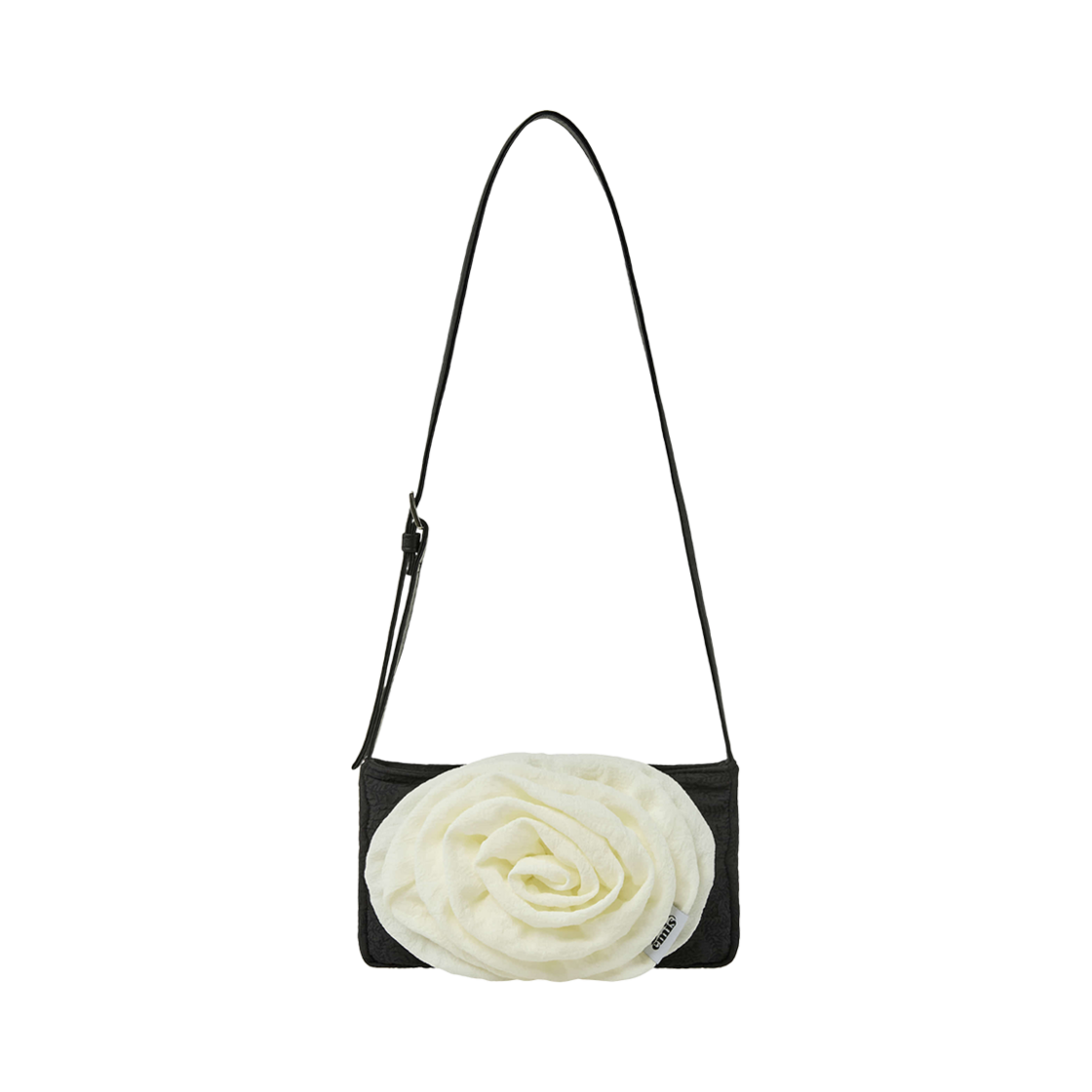 이미스 코르사주 플랫 백 블랙 아이보리(Emis Corsage Flat Bag Black Ivory)