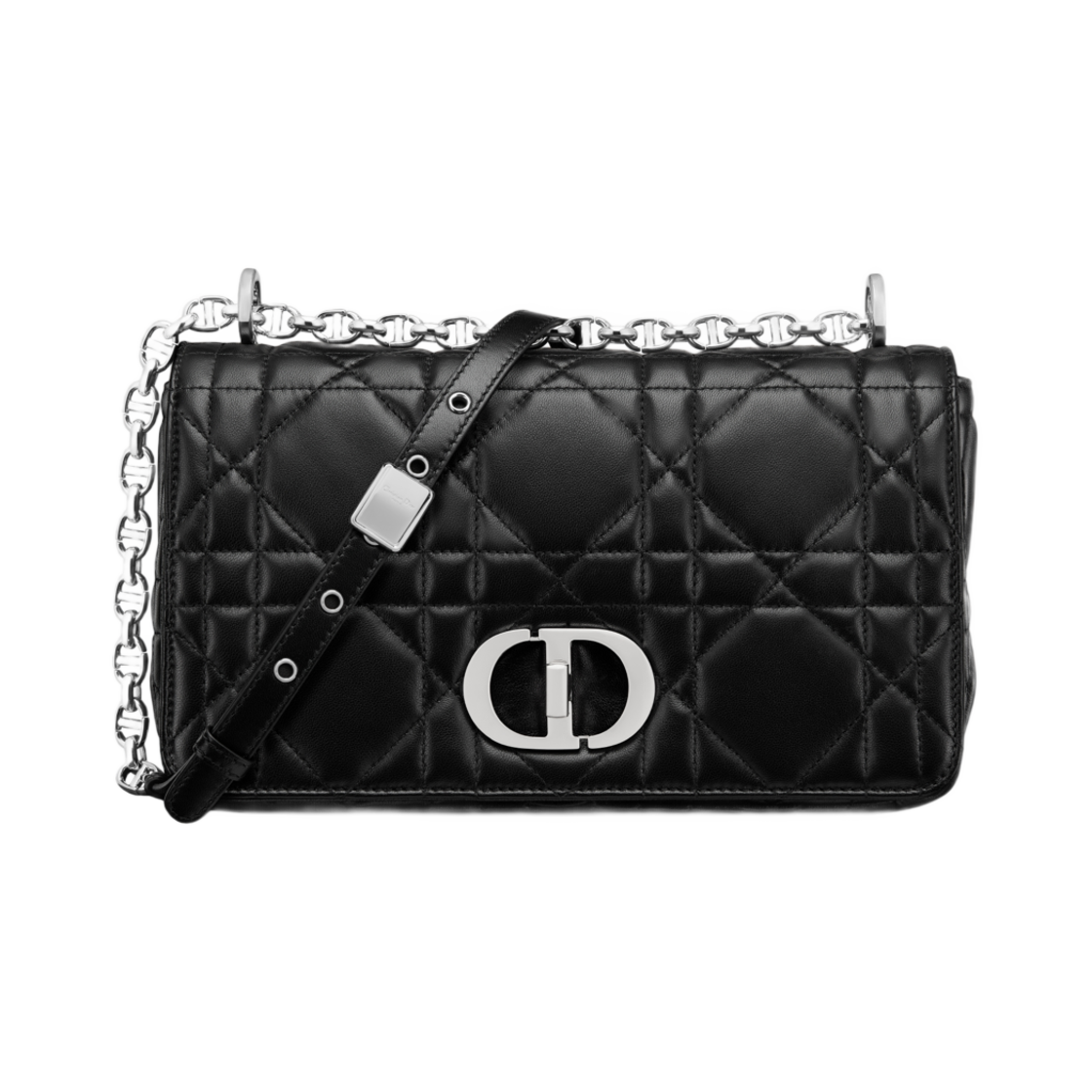 M9253PHPA-M900 Dior Soft Dior Caro Medium Bag Macrocannage Lambskin Black