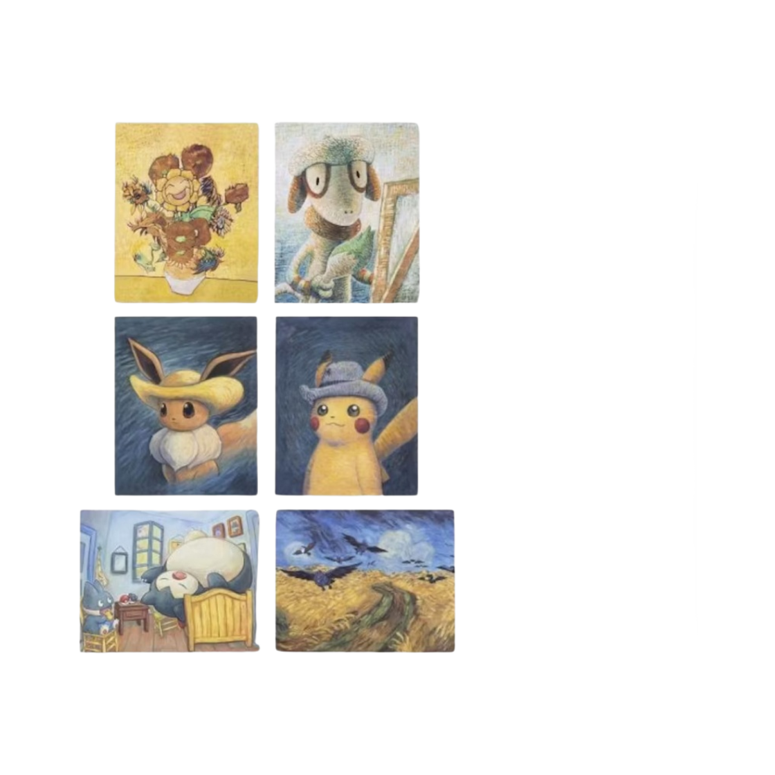 포켓몬 센터 x 반 고흐 뮤지엄 포켓몬 인스파이어드 바이 페인팅 6팩 포스터(Pokemon Center x Van Gogh Museum Pokemon Inspired by Paintings 6 Pack Posters)