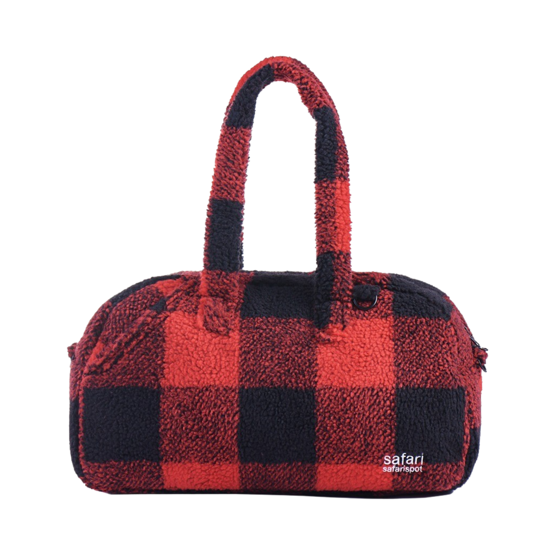 saf00115 Safarispot Basic Cottage Checked Boston Bag Red