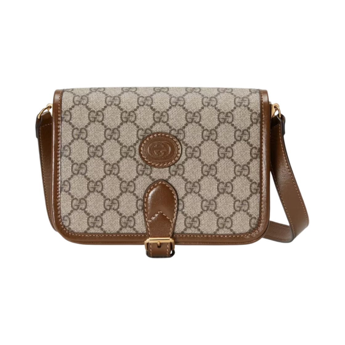 구찌 인터로킹 G 미니 숄더백 베이지 에보니 브라운