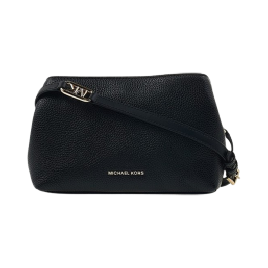 30F3G8KM2L001 Michael Kors Logo Print Leather Shoulder Bag Black