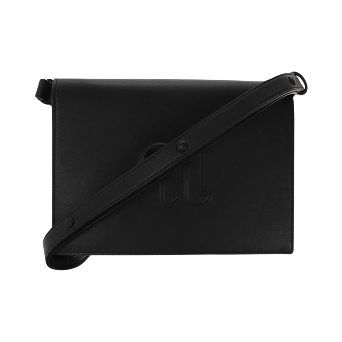 NW23RSBG03099 Nanushka Concertina Logo Embossed Shoulder Bag Black
