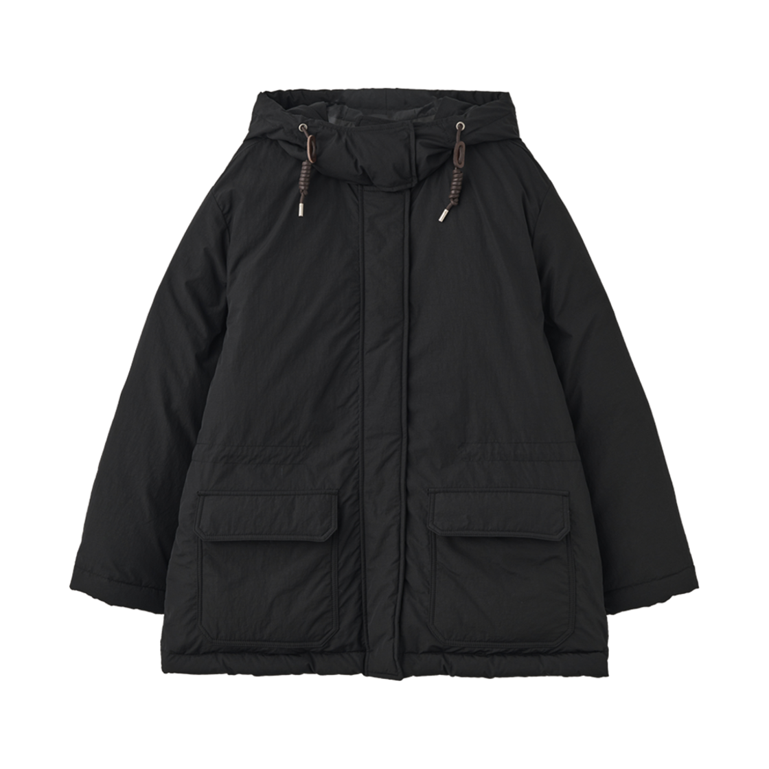 블랭크공삼 구스다운 하프 후드 코트 블랙(Blank03  Goose Down Half Hooded Coat Black)