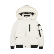 National Geographic Taruga Fur Trim Hood Goose Down Jumper Sugar Swizzle Ivory