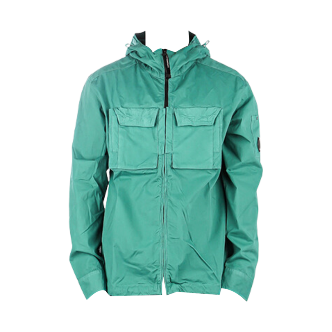 14CMSH093A006069G673 C.P. Company Heavy Popeline Emerized Hooded Shirt Frosty Spruce Green - 23SS