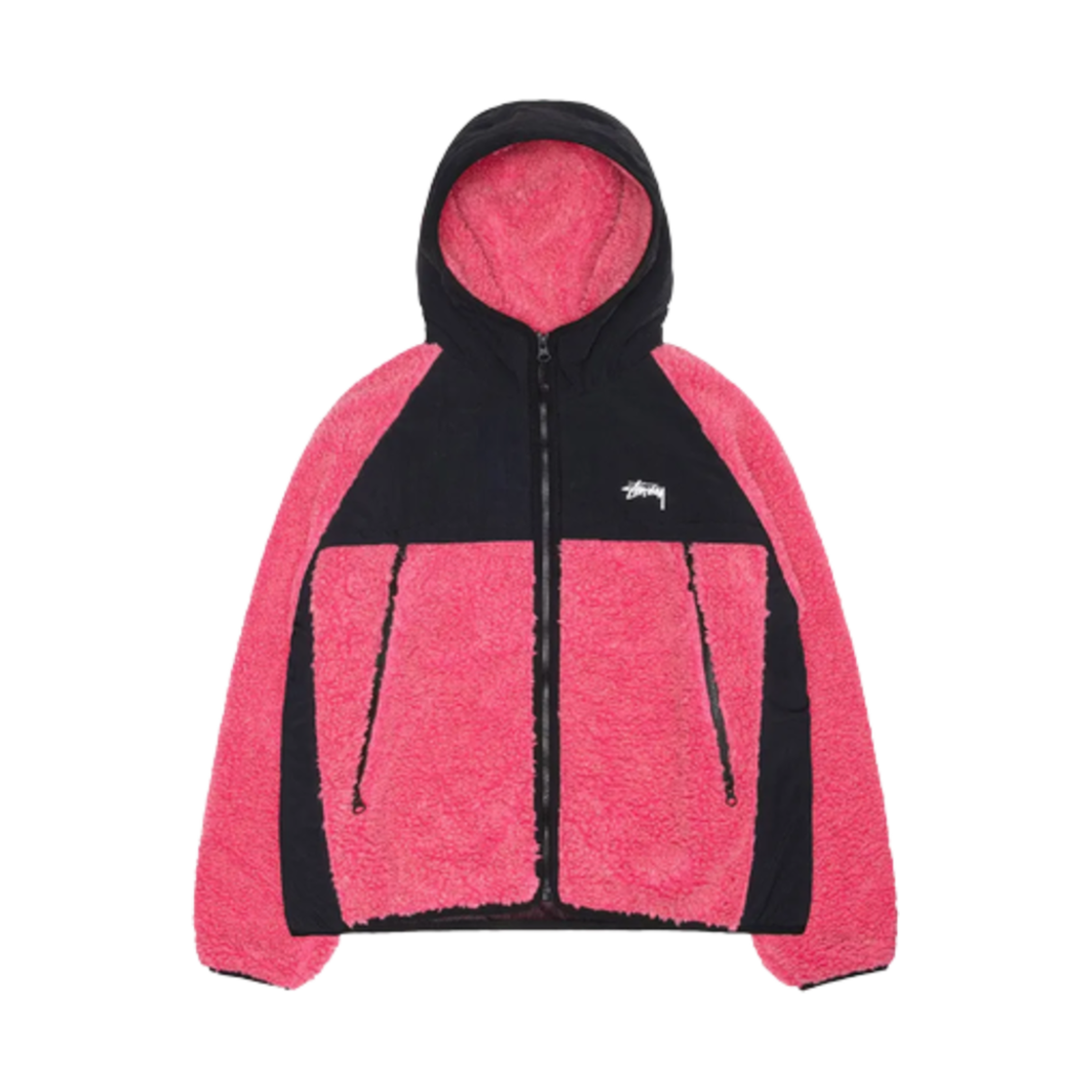 118530 Stussy Sherpa Paneled Hooded Jacket Pink