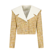 Green Butter Women Gold Multi Button Sailor Tweed Jacket Multi Yellow