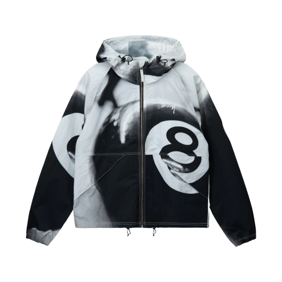 스투시 8볼 비치 쉘 자켓 그레이스케일(Stussy 8 Ball Beach Shell Jacket Greyscale)