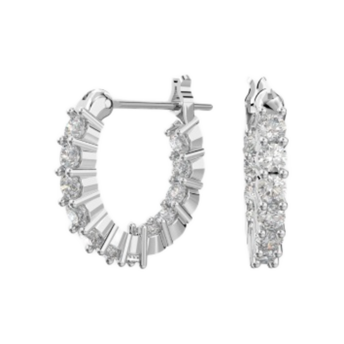 (W) 스와로브스키 비토레 후프 이어링 화이트 로듐 프래팅((W) Swarovski Vittore Hoop Earrings White Rhodium Plated)