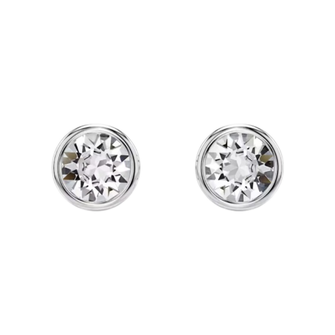 (W) 스와로브스키 임버 스터드 이어링 라운드 컷 화이트 로듐 플래팅((W) Swarovski Imber Stud Earrings Round Cut White Rhodium Plated) - 1