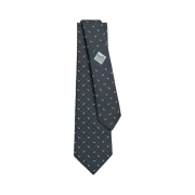 Hermes Rocking Horse Tie Bleu Grise Gris Blanc