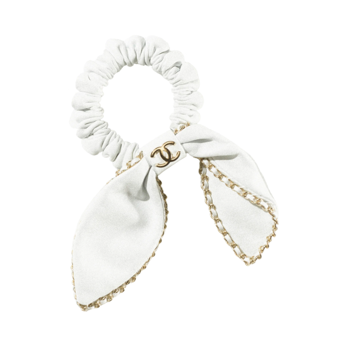 (W) 샤넬 헤어 액세서리 램스킨 & 골드 메탈 화이트((W) Chanel Hair Accessory Lambskin & Gold White) - 1