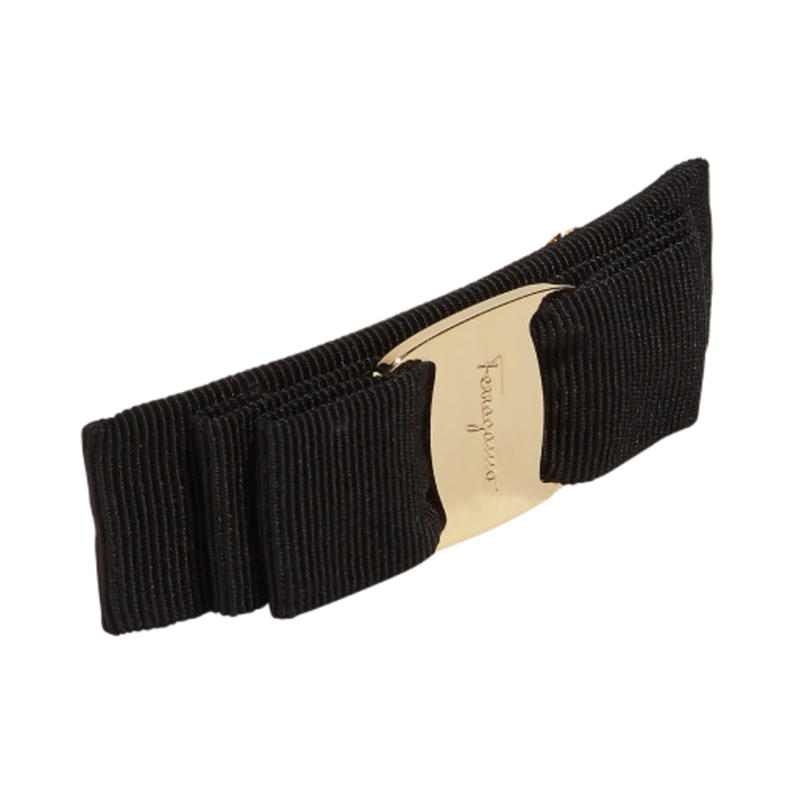 (W) 페라가모 바라 헤어 클립 블랙 골드((W) Ferragamo Vara Hair Clip Black Gold)