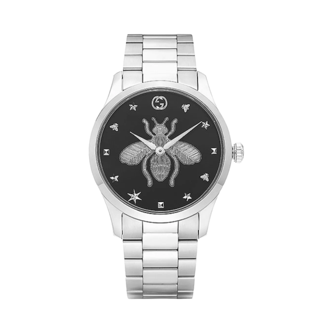 구찌 G-타임리스 꿀벌 쿼츠 38mm 스테인리스 스틸 블랙(Gucci G-Timeless Bee Quartz 38mm Stainless Steel Black)