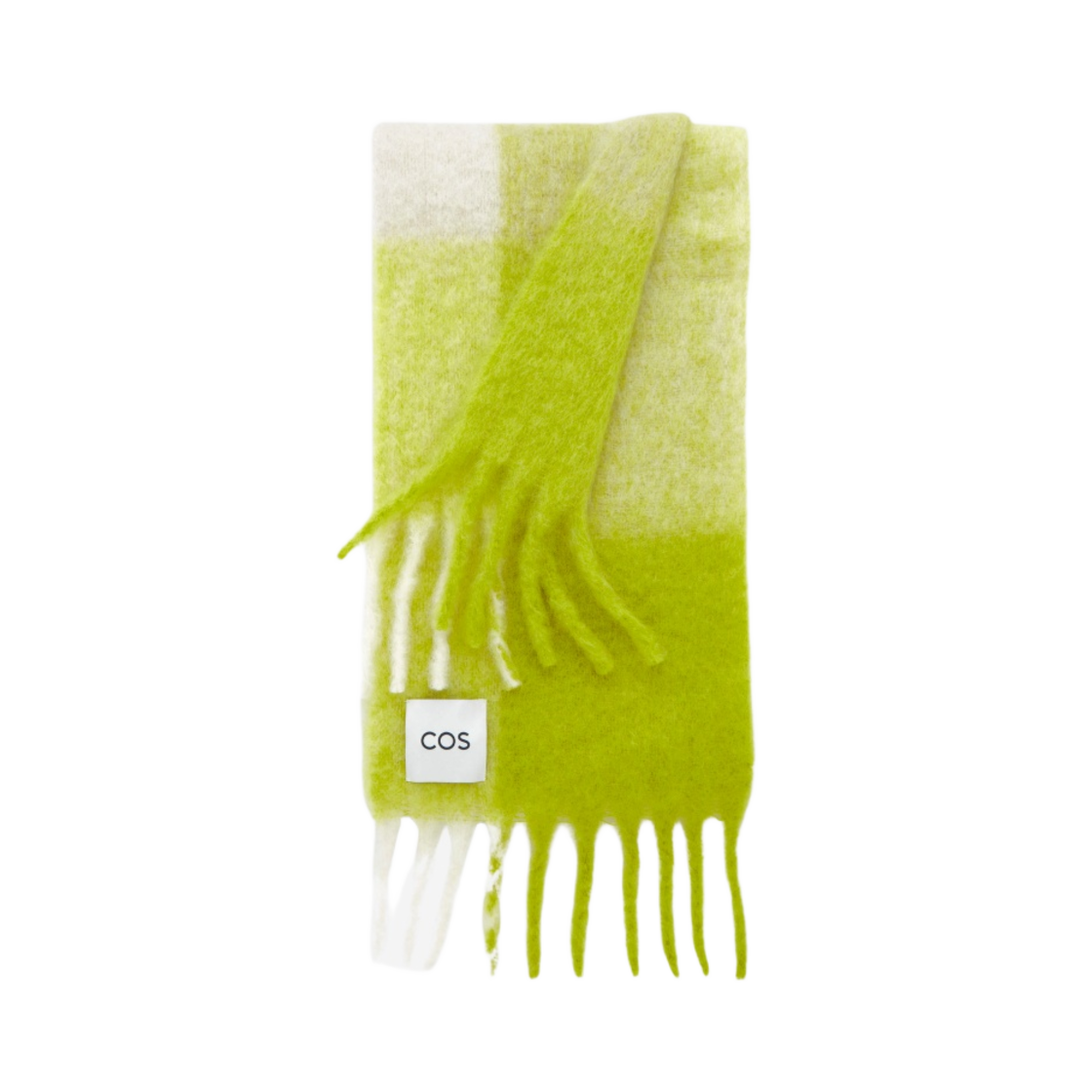 1039791008 COS Oversized Mohair Blend Muffler Blue Green Checked