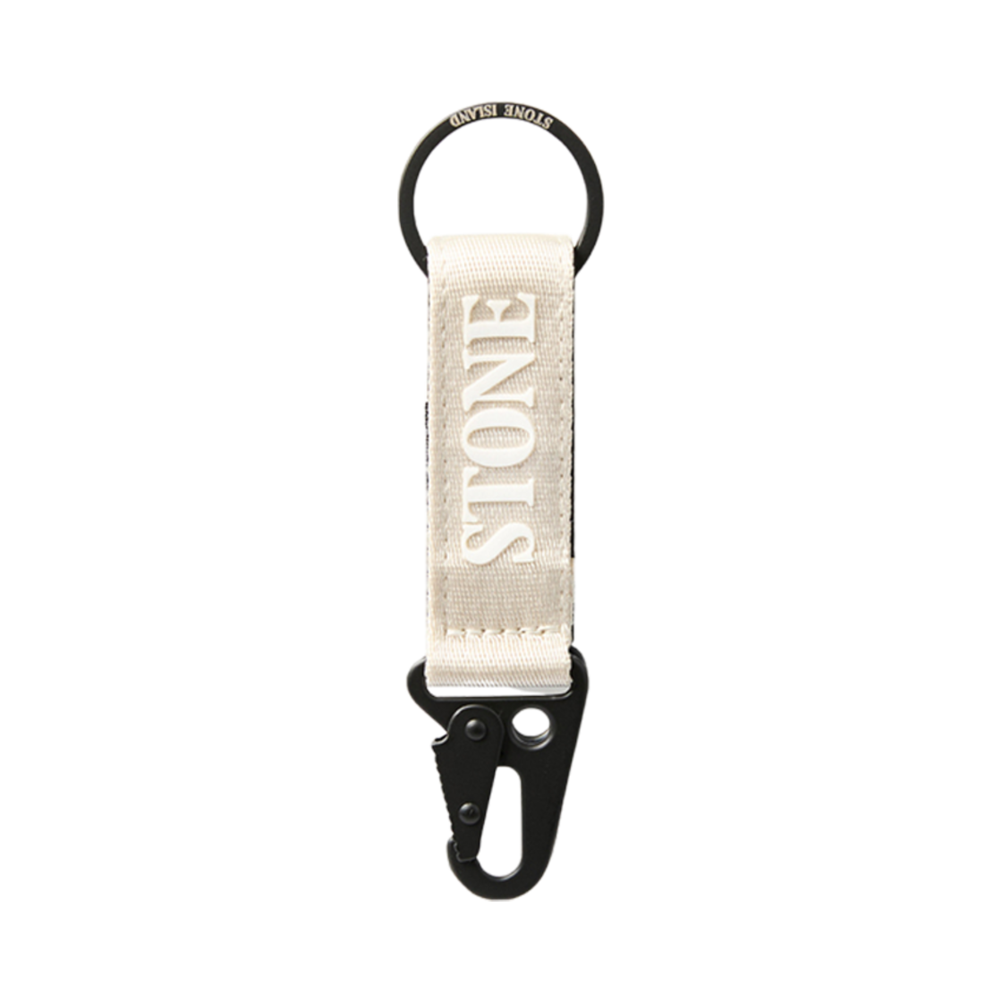 스톤 아일랜드 95064 나일론 폴리에스터 테이프 키 홀더 위드 카라비너 오프 화이트 - 24FW(Stone Island 95064 Nylon Polyester Tape Key Holder with Carabiner Off White - 24FW)