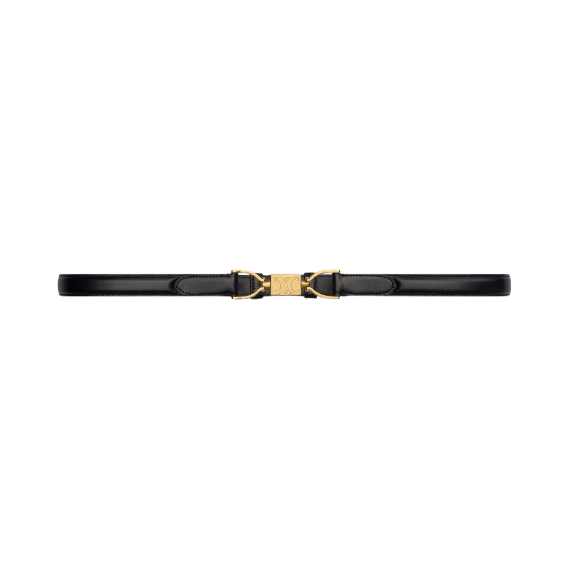 (W) 셀린느 스몰 토리옹 레더 블록 트리옹프 벨트 블랙((W) Celine Small Block Triomphe Belt in Taurillon Leather Black) - 1