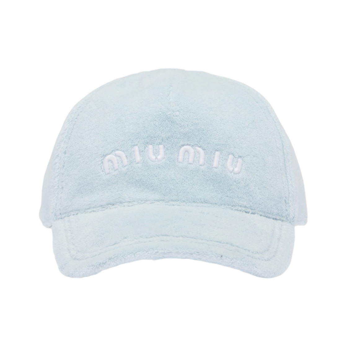 (W) 미우 미우 테리 베이스볼 캡 스카이 블루((W) Miu Miu Terry Baseball Cap Sky Blue) - 1