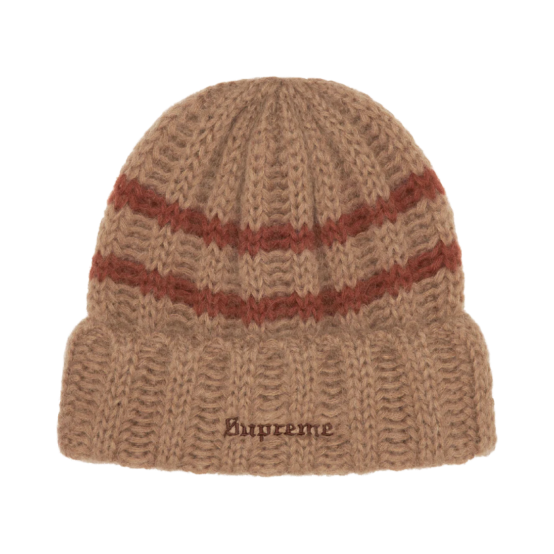 슈프림 브러쉬드 스트라이프 비니 카멜 - 24FW