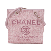Chanel Small Shopping Bag Cotton Nylon Lurex Calfskin & Gold Pink