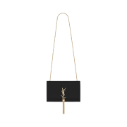 Saint Laurent Kate Medium Chain Bag With Tassel In Grain De Poudre Embossed Leather Black