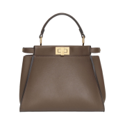 Fendi Peekaboo Leather Mini Bag Dark Brown