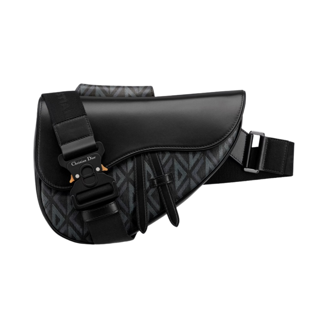 디올 새들 백 블랙 CD 다이아몬드 캔버스 스무스 카프스킨(Dior Saddle Bag Black CD Diamond Canvas Smooth Calfskin) - 1