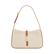 Saint Laurent Le 5 A 7 In Canvas And Leather Hobo Bag Grege And Brick